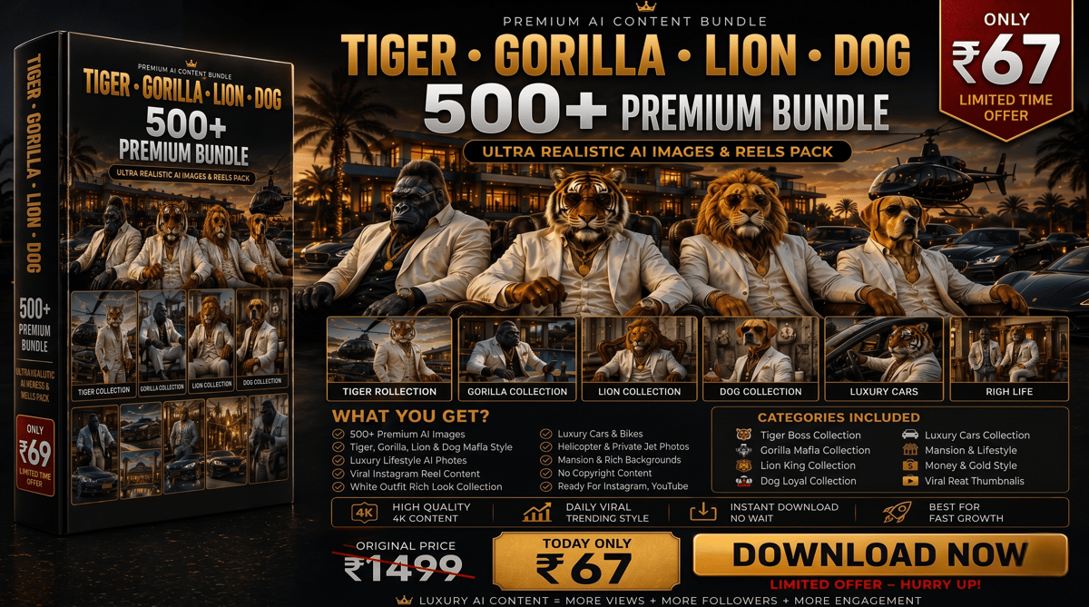 500+ PREMIUM AI TIGER GORILLA LION DOG REELS BUNDLE