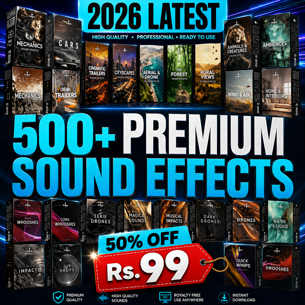 500+ Premium Sound Effects