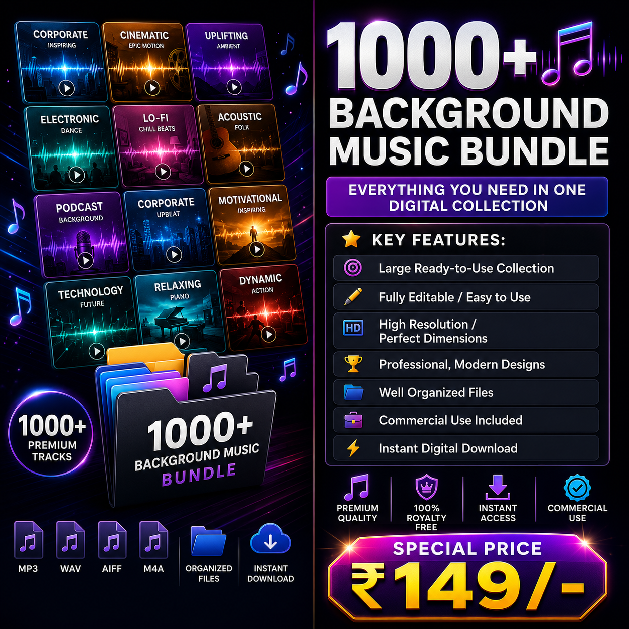 1000+ Royalty & Copyright Free Background Music Bundle