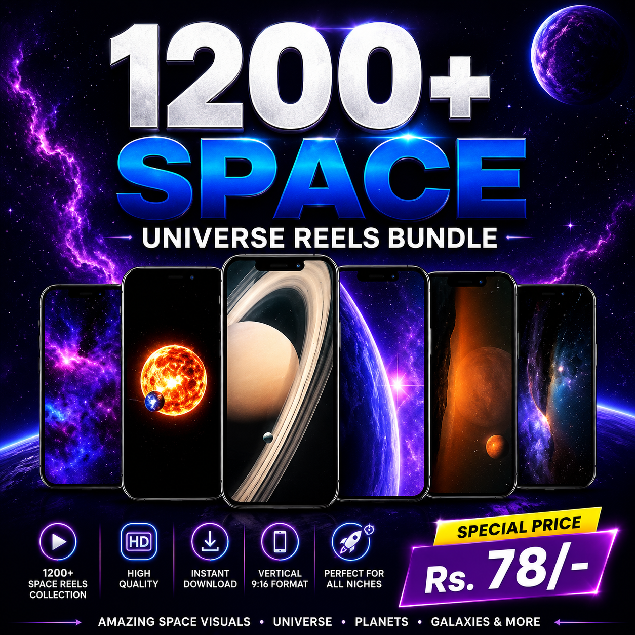 1200+ Premium Space & Universe Reels Bundle
