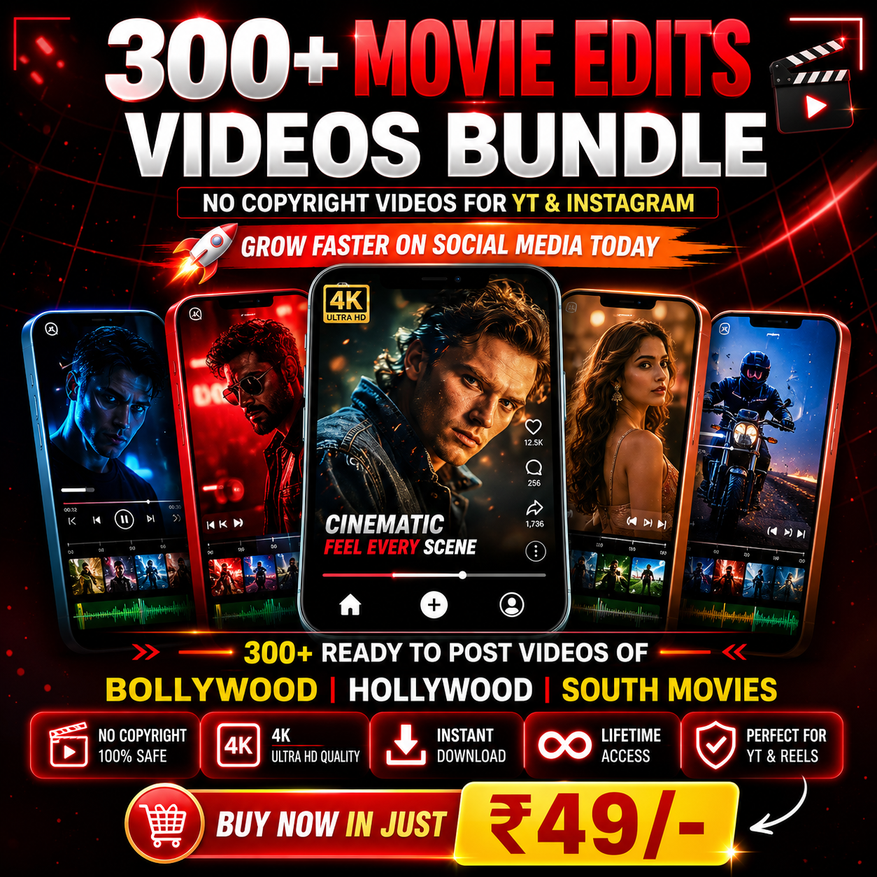 300+ 4K Hollywood Edits Reels Bundle By Digi Improvement