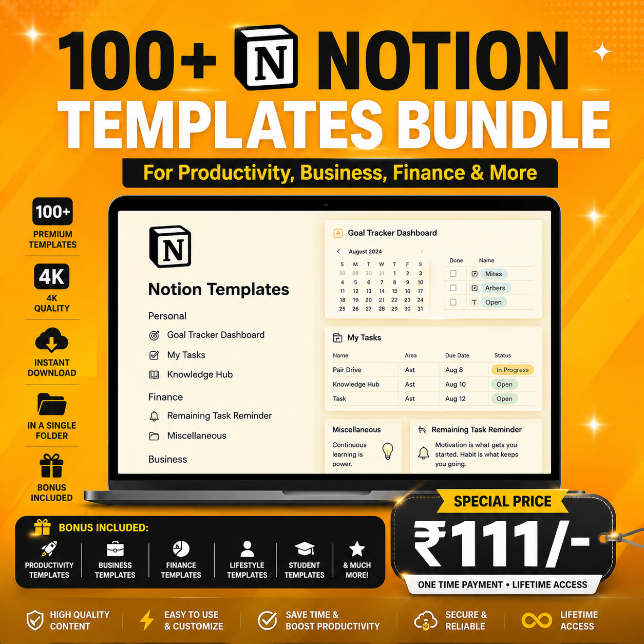 100+ Notion Templates Bundle