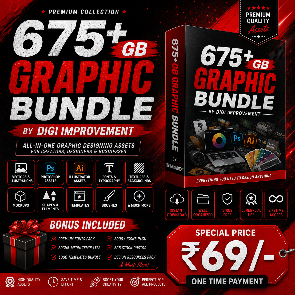 675+ Graphic Assets Bundle