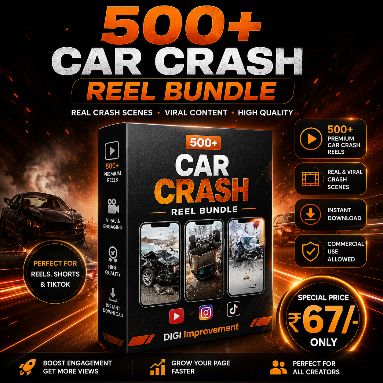 500+ Trending Car Crash Reels Bundle