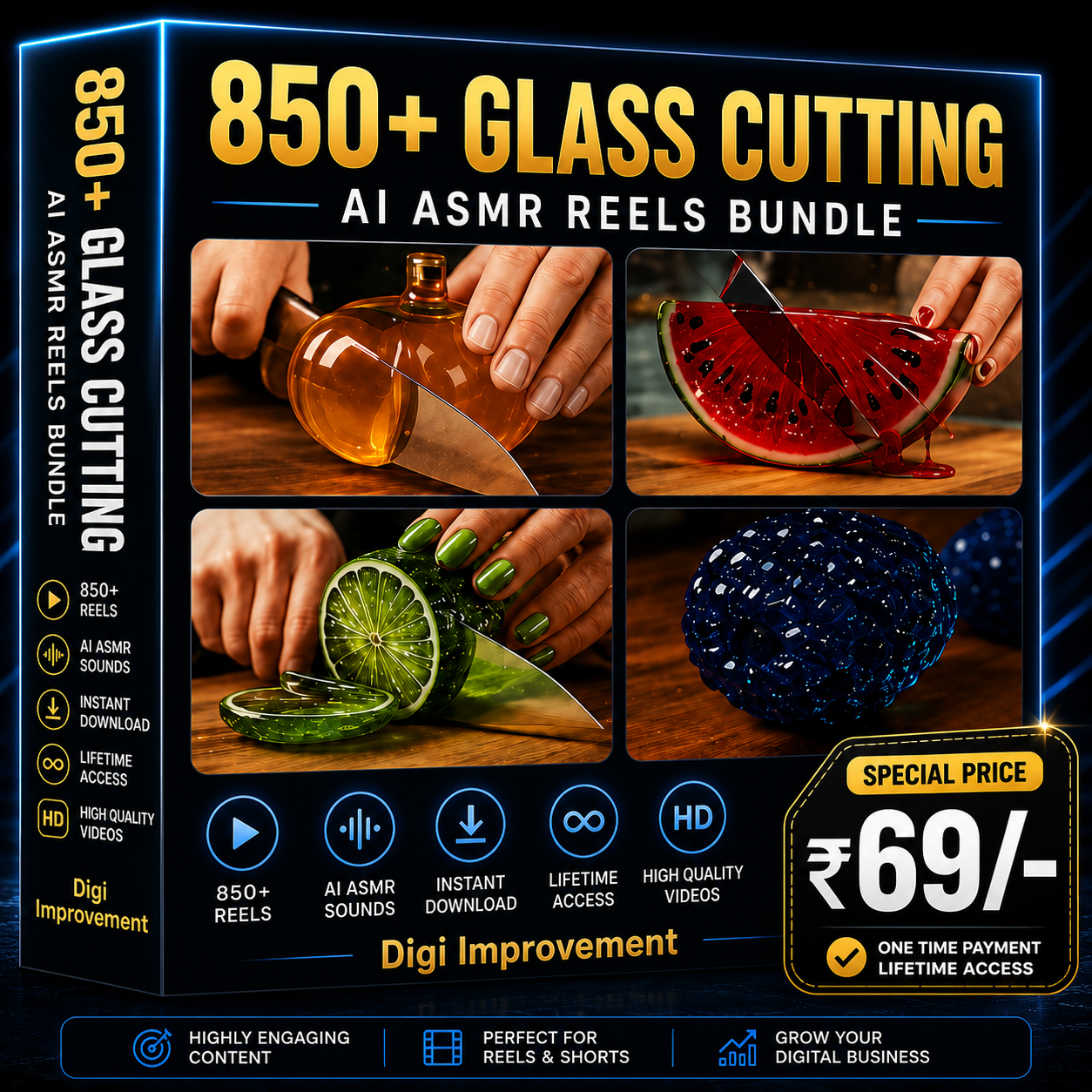 850+ AI Glass Cutting Reels Bundle