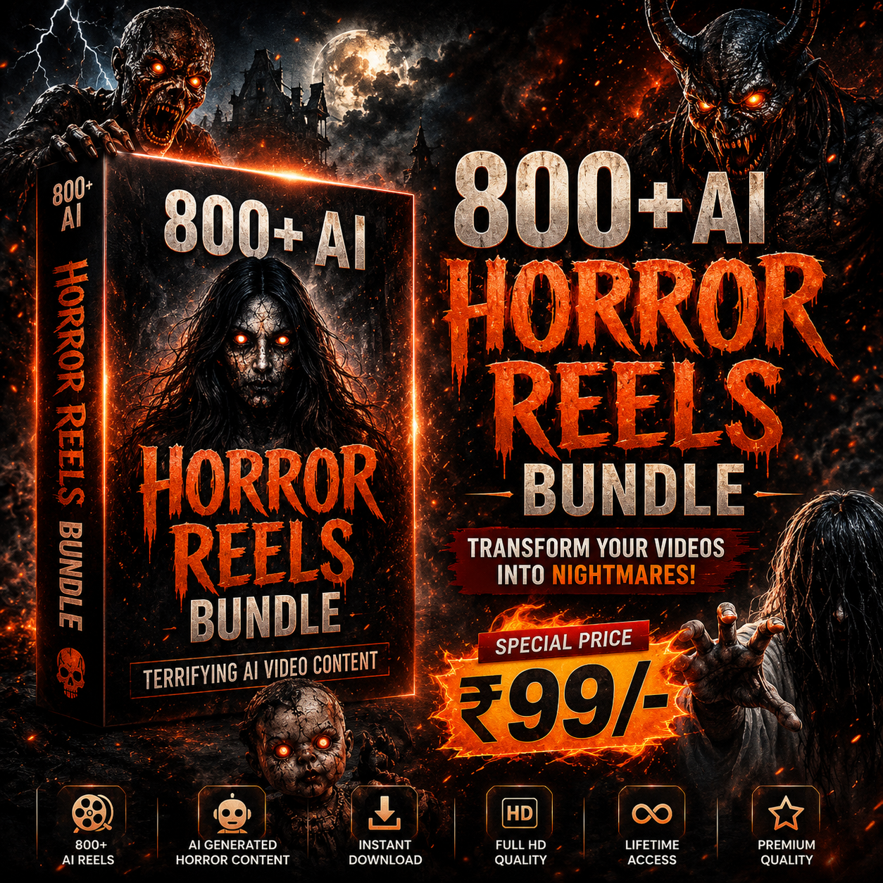 800+ AI Horror Reels Bundle