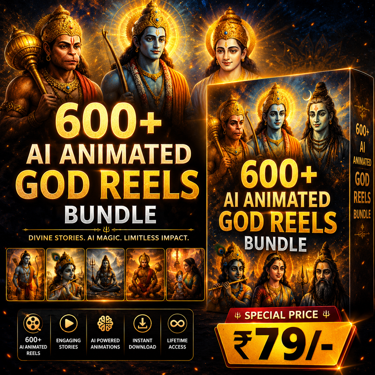 600+ AI Animated God Reels Bundle