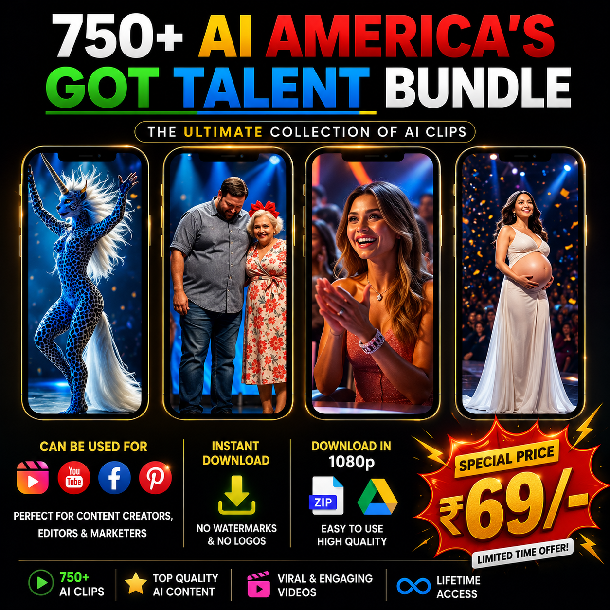 750+ AI America's Got Talent Reels Bundle