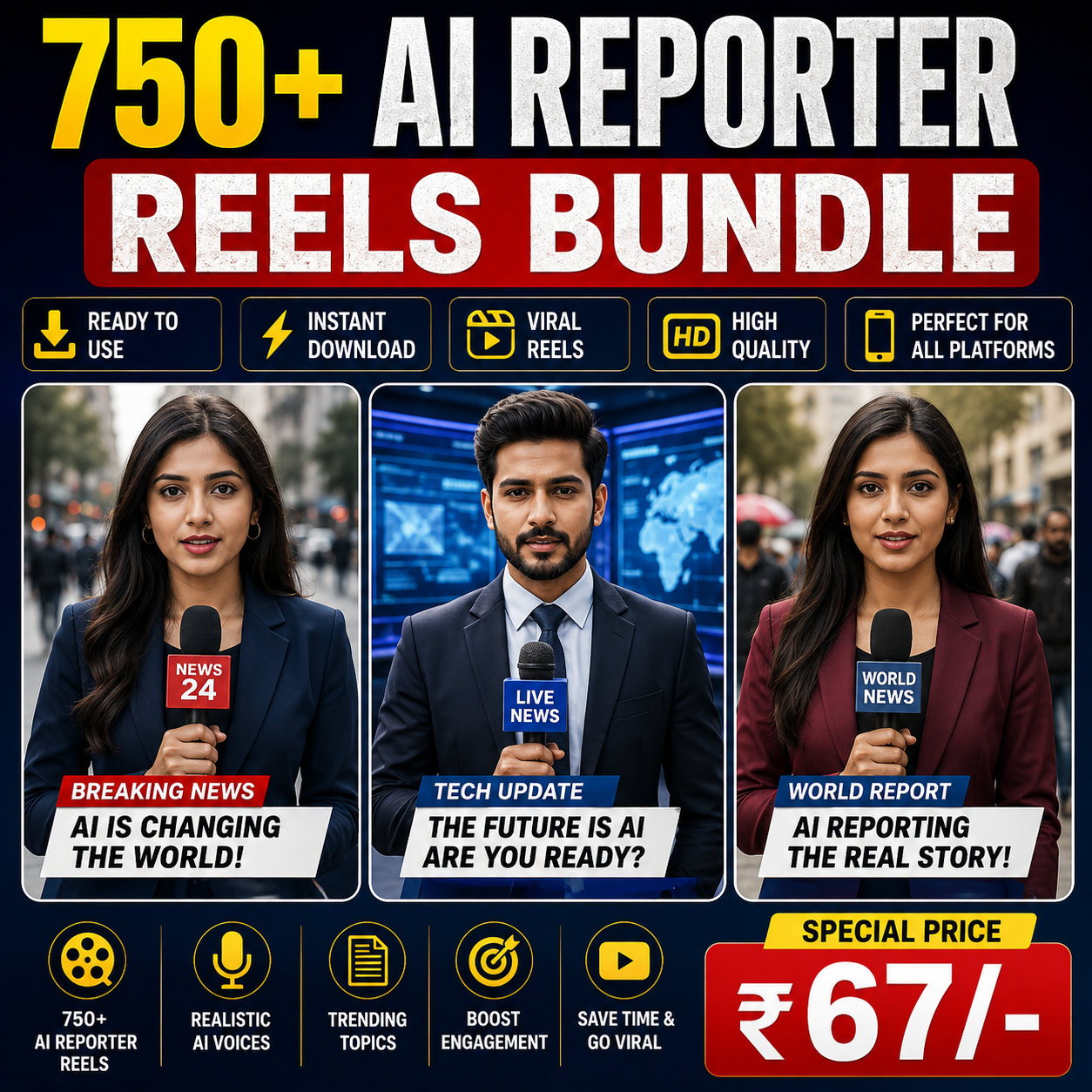 750+ AI Reporter Reels Bundle
