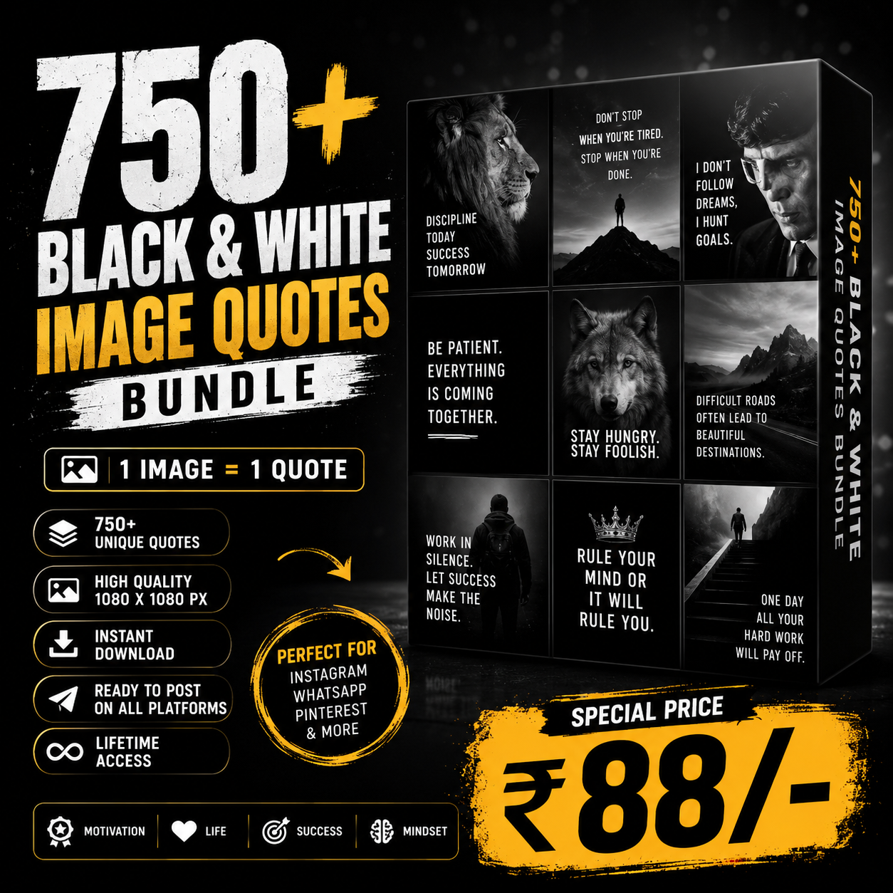 750+ White & Black quotes Bundle