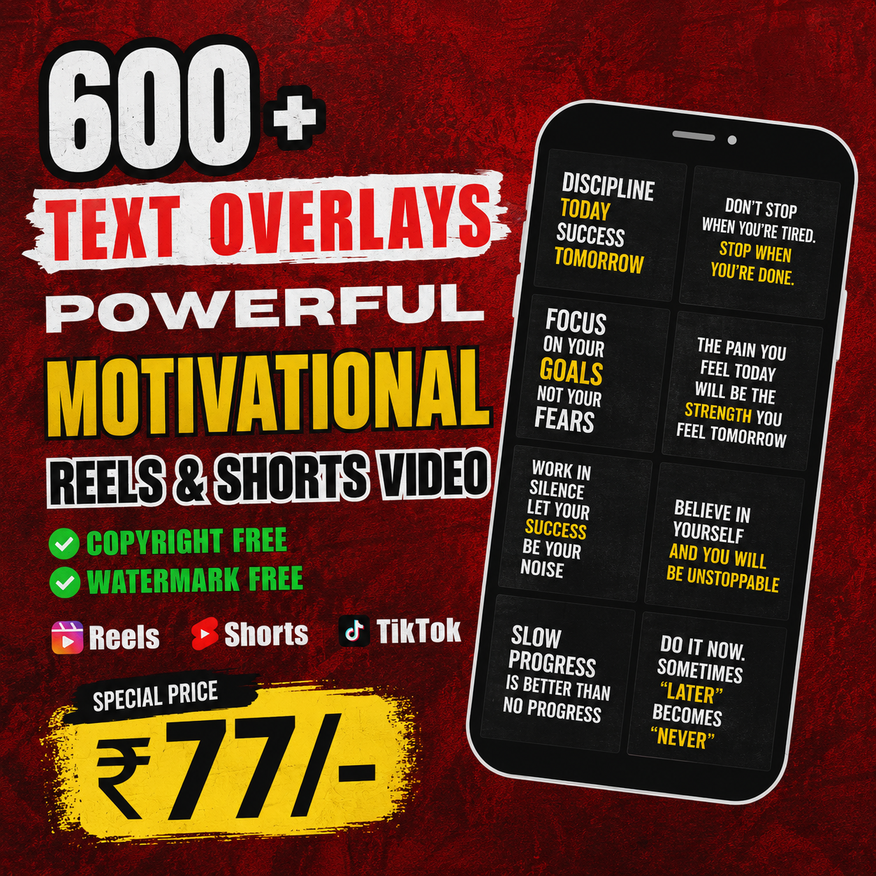 600+ Text Overlay Motivational Reels Bundle