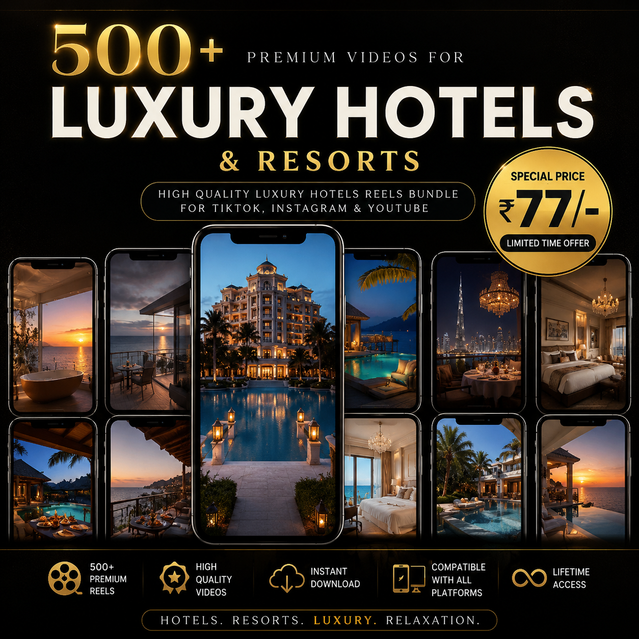500+ Luxury Hotels & Resorts Reels Bundle