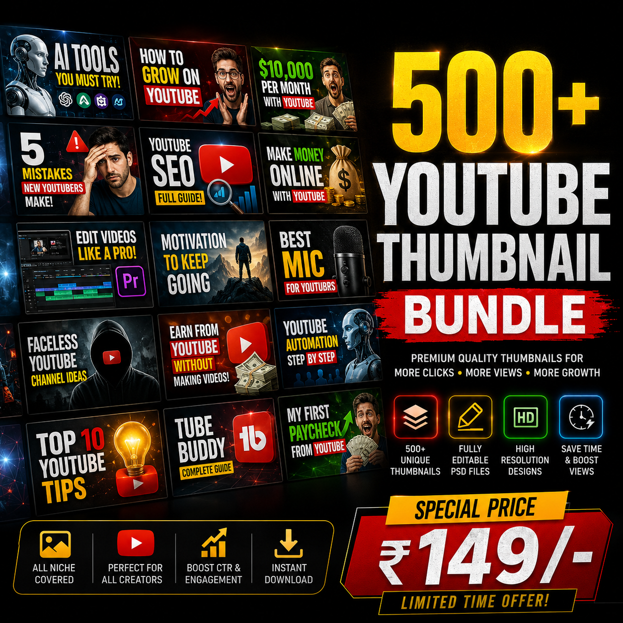 500+ Youtube Thumbnails Bundle