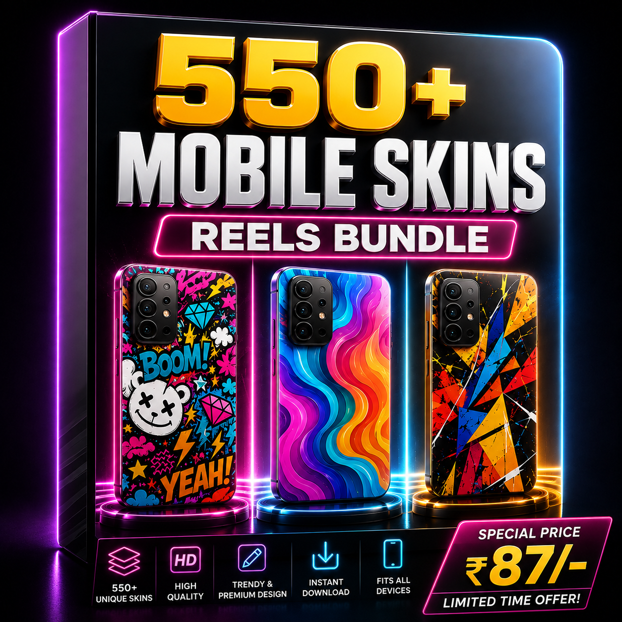 550+ Mobile Skins Reels Bundle