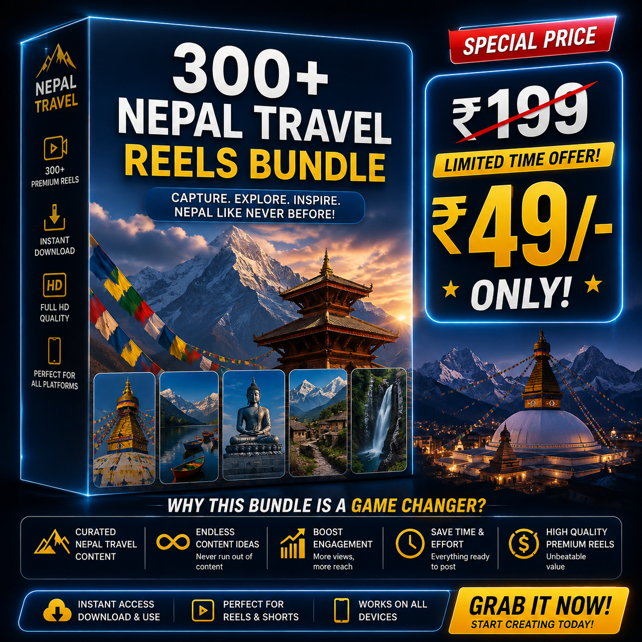 300+ Nepal Nature & Travel Reels Bundle