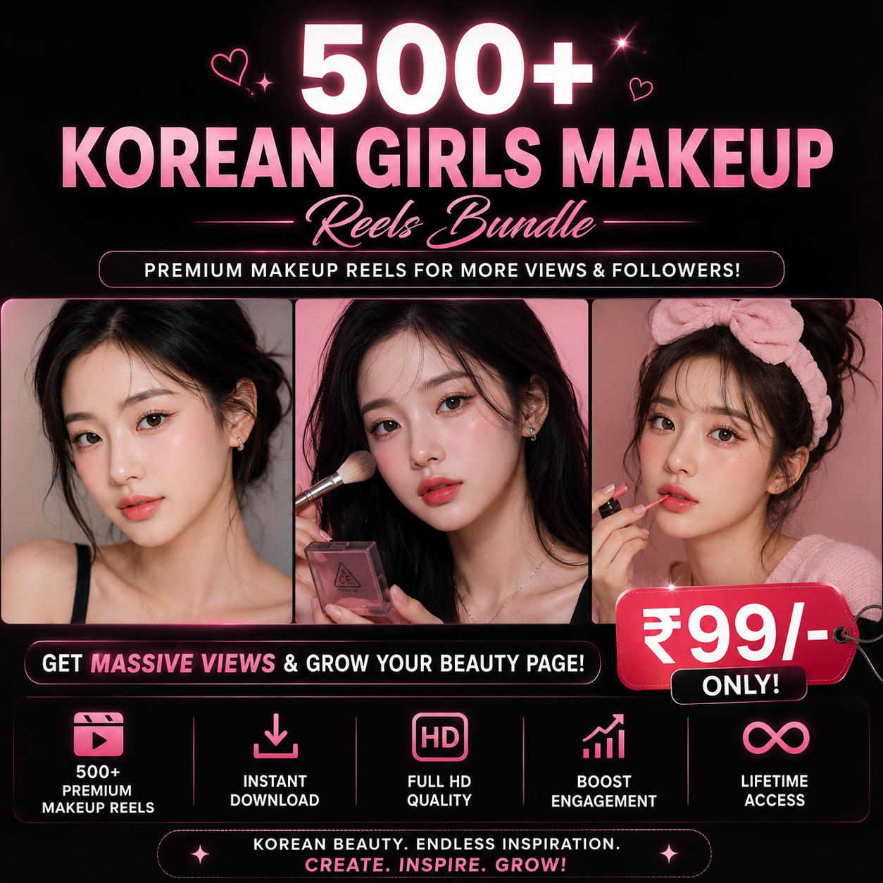 500+ Korean Girls Makeup Reels Bundle
