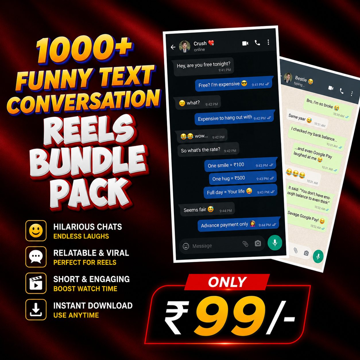 1000+ Funny Text Convo Reels Bundle