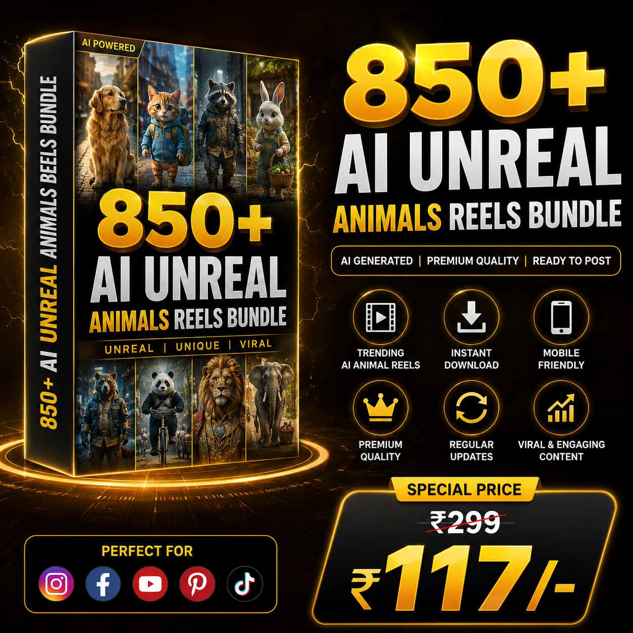 850+ AI Unreal Animals Reels Bundle