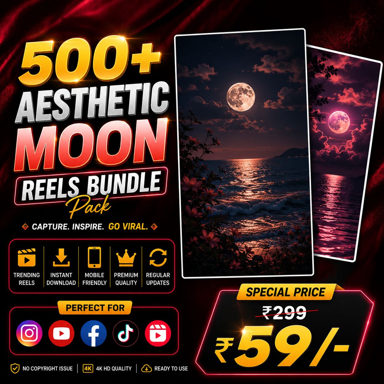 500+ Aesthetic Moons Reels Bundle