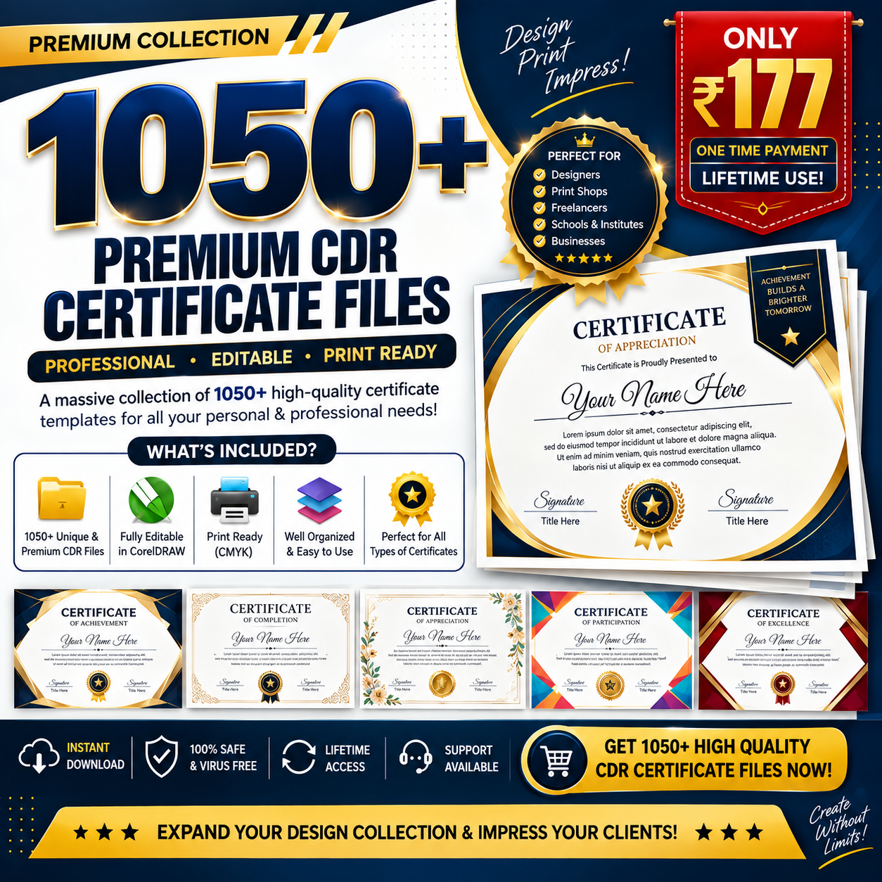 1050+ Premium CDR Certificates Bundle