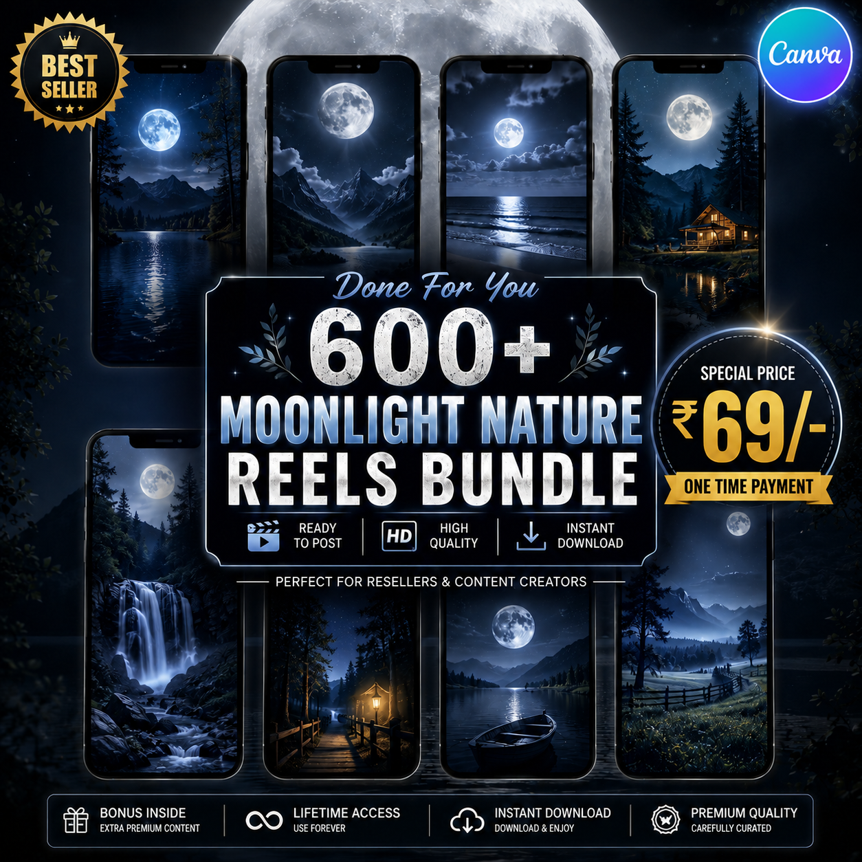 600+ Moonlight Nature Reels Bundle