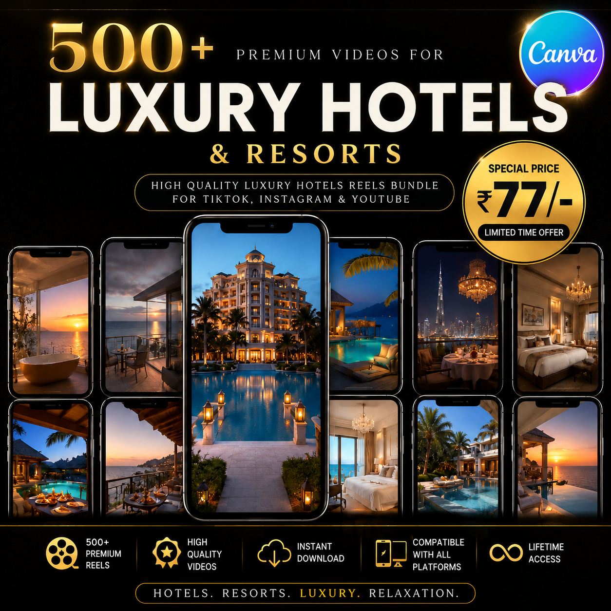 500+ Luxury Hotels & Resorts Reels Bundle