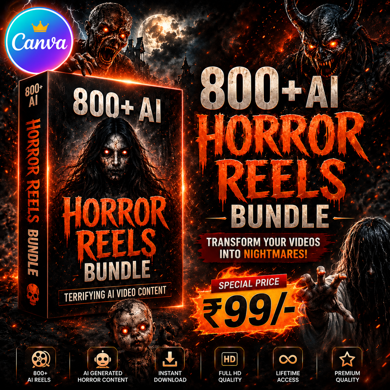 800+ AI Horror Reels Bundle