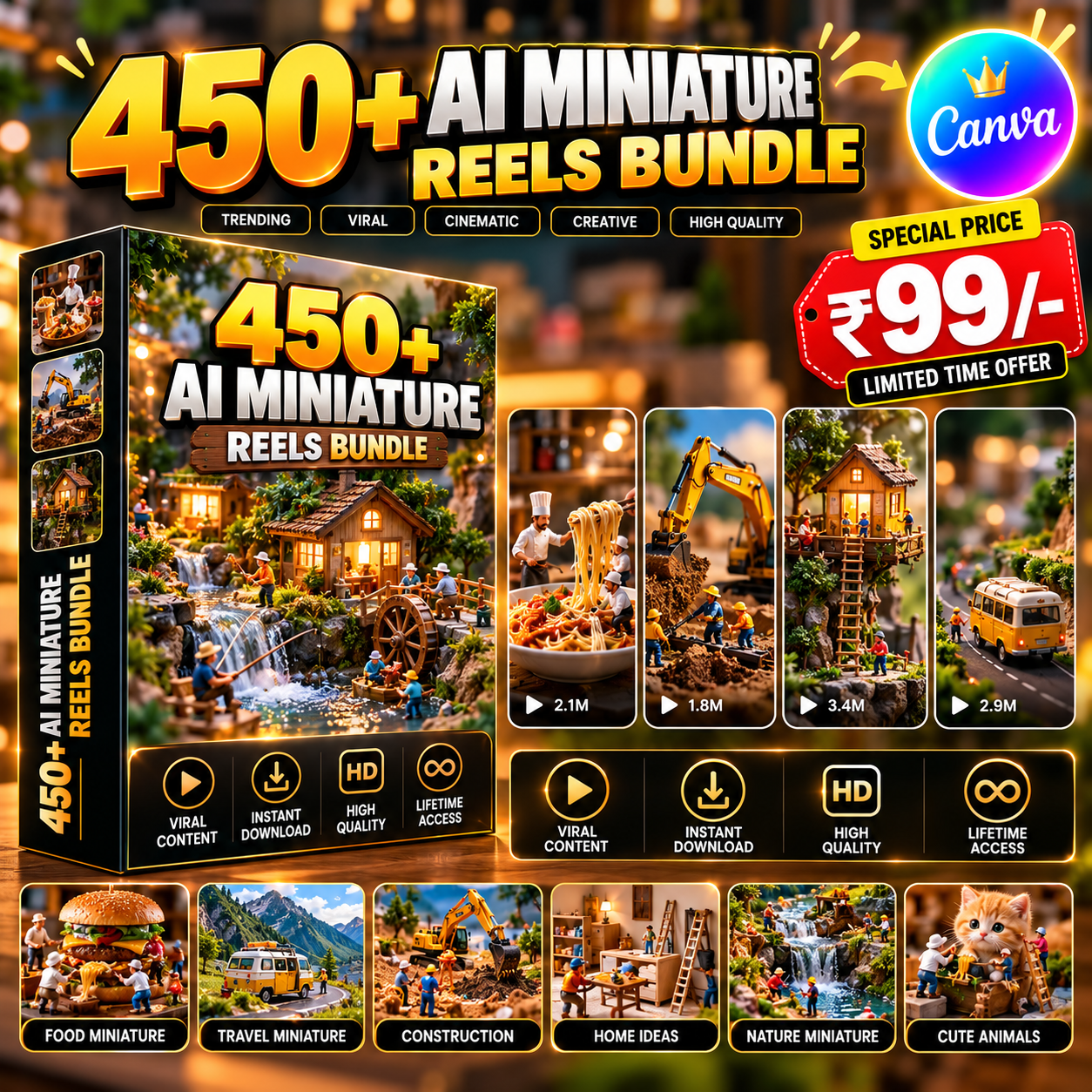 450+ AI Miniature Reels Bundle