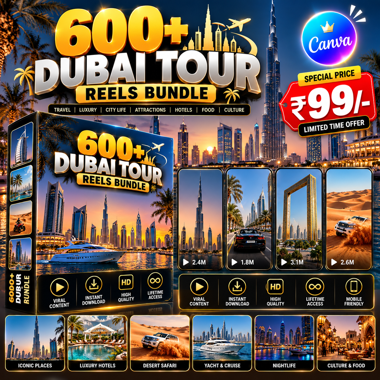 600+ Dubai Tour Reels Bundle
