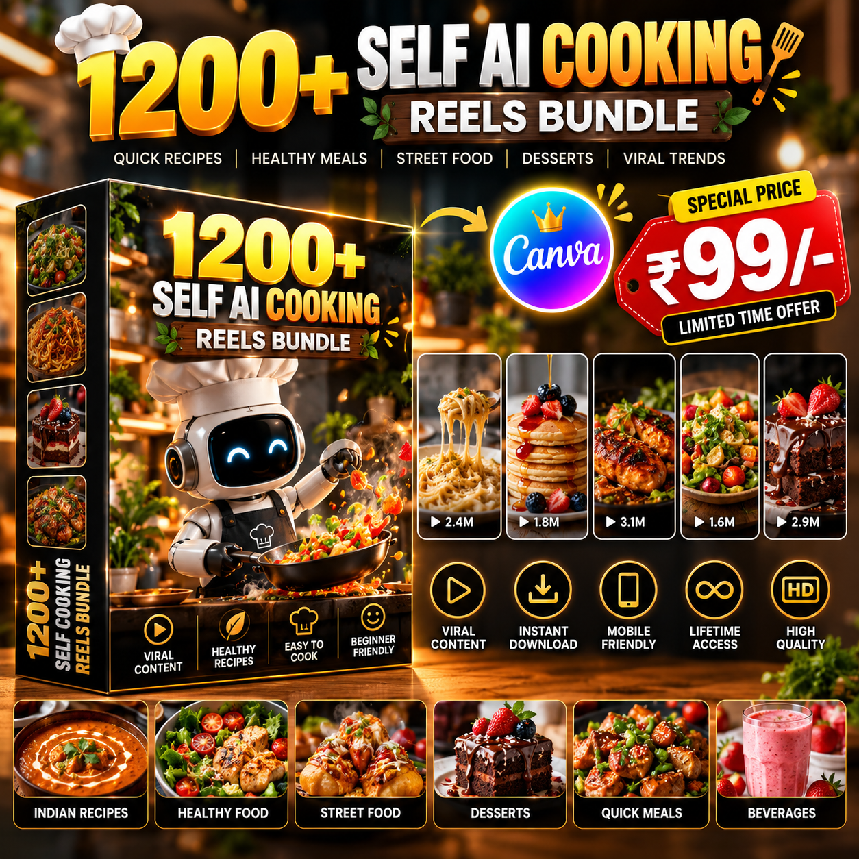 1200+ Self AI Cooking Reels Bundle