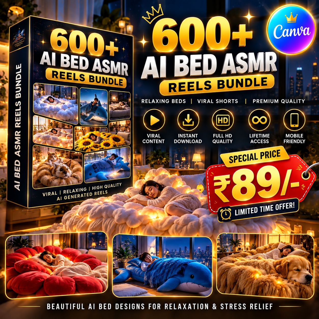 600+ AI Bed ASMR Reels Bundle