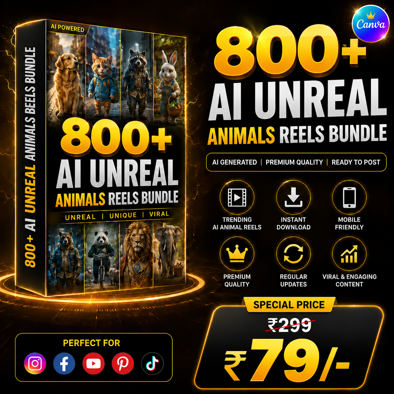 800+ AI Unreal Animals Reels Bundle